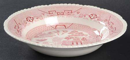 Willow Pink Rim Soup Bowl