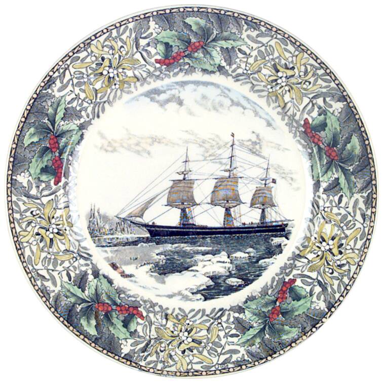 Winter Scenes Black, Multicolor Dinner Plate