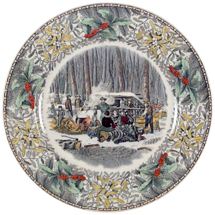 Winter Scenes Black, Multicolor Dinner Plate