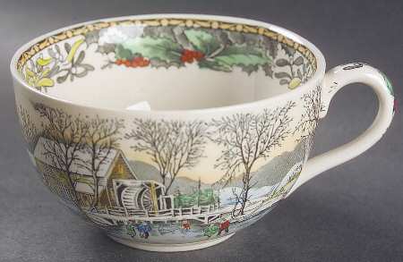 Winter Scenes Black, Multicolor Footed Cup