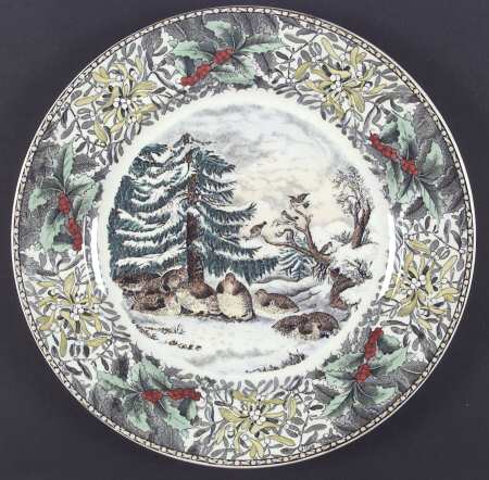 Winter Scenes Black, Multicolor Dinner Plate