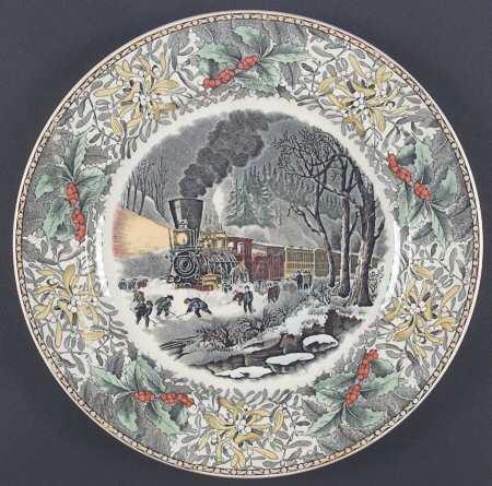 Winter Scenes Black, Multicolor Dinner Plate