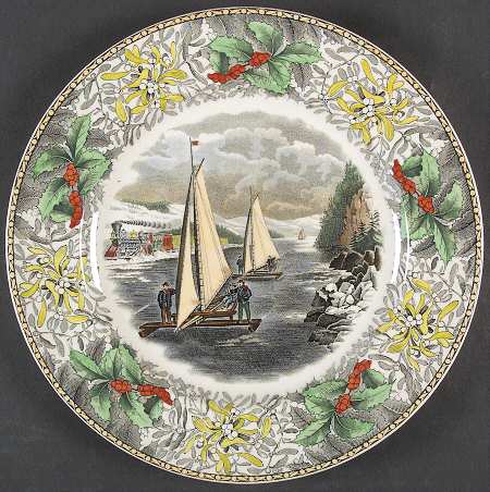 Winter Scenes Black, Multicolor Dinner Plate