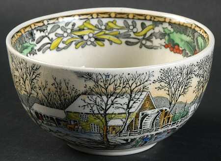 Winter Scenes Black, Multicolor Mini Open Sugar Bowl