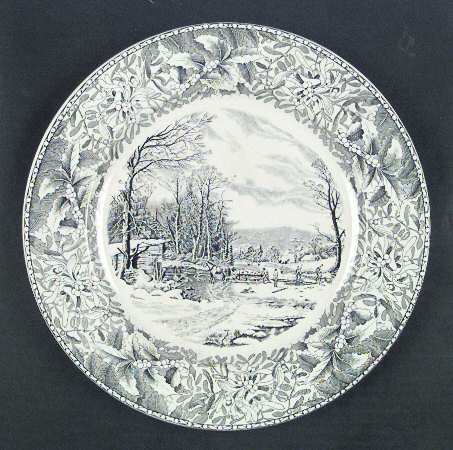 Winter Scenes Black Dinner Plate