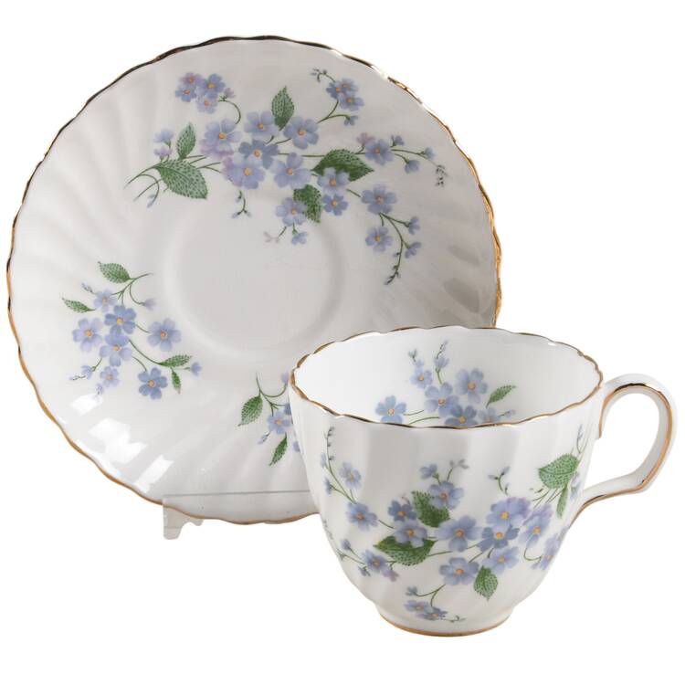 Forget Me Not-Sweet Forget Me Not Footed Demitasse Cup & Saucer Set by Adderley