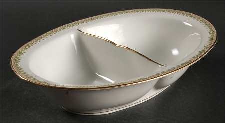 AHR8 10" Oval Divided Vegetable Bowl