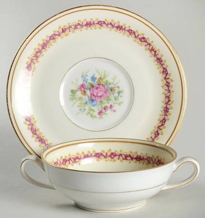 Chataigne Flat Cream Soup Bowl & Saucer Set
