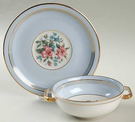 Menton Flat Cream Soup Bowl & Saucer Set