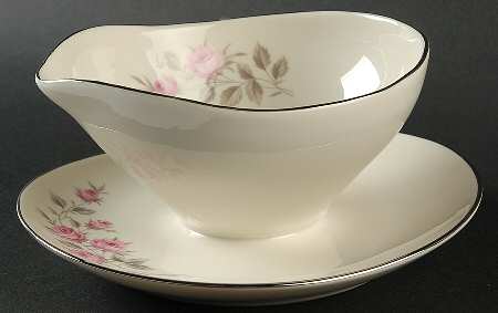 Spring Rose Gravy Boat with Attached Underplate
