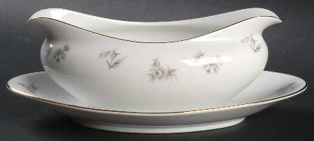 Shadow Rose Gravy Boat with Attached Underplate by Amcrest