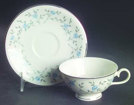 Blue Lace Footed Cup & Saucer Set