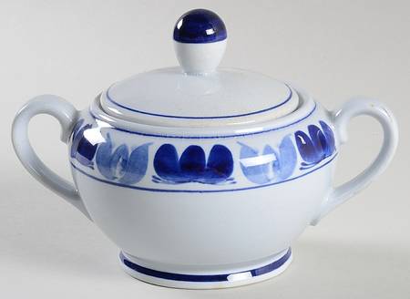 Blue Laurel Sugar Bowl & Lid