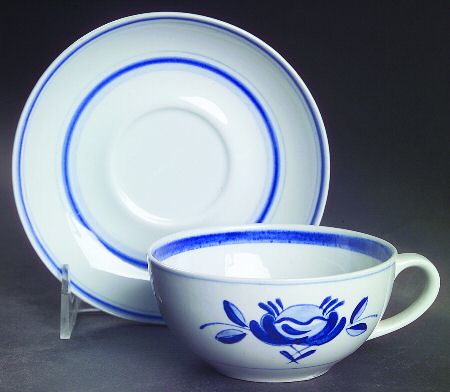 Blue Rose Flat Cup & Saucer Set