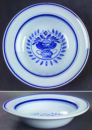 Blue Rose Rim Cereal Bowl