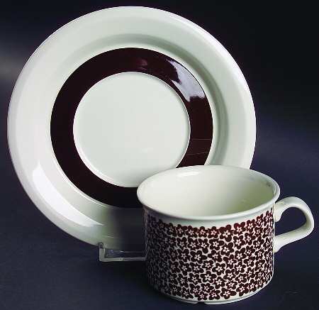 Faenza Brown Flat Cup & Saucer Set by Arabia of Finland