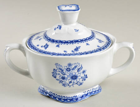 Finn Flower Blue (White Backgound) Sugar Bowl & Lid