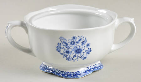 Finn Flower Blue (White Backgound) Sugar Bowl No Lid
