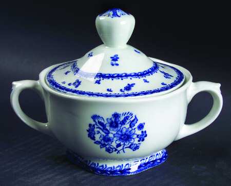 Finn Flower Blue (White Backgound) Sugar Bowl & Lid