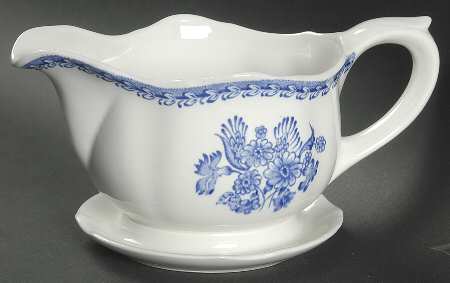 Finn Flower Blue (White Backgound) Gravy Boat