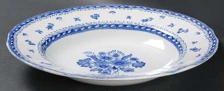 Finn Flower Blue (White Backgound) Large Rim Soup Bowl