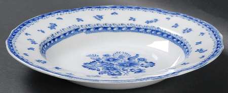 Finn Flower Blue (White Backgound) Rim Soup Bowl