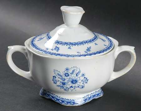 Finn Flower Blue (White Backgound) Sugar Bowl & Lid