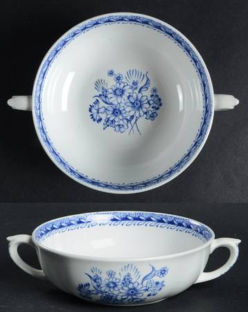 Finn Flower Blue (White Backgound) Flat Cream Soup Bowl