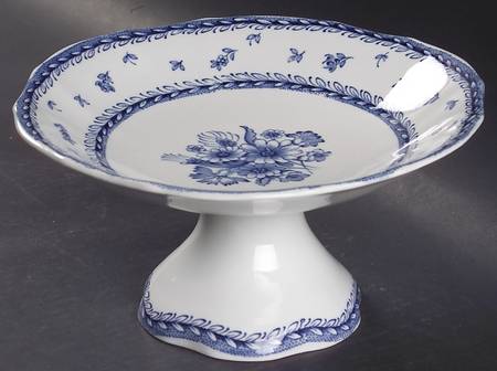 Finn Flower Blue (White Backgound) Round Compote (Height X Width)