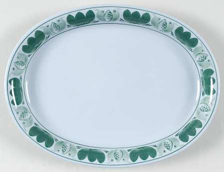 Green Laurel 12" Oval Serving Platter