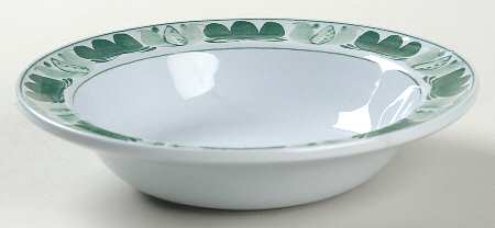 Green Laurel Rim Cereal Bowl