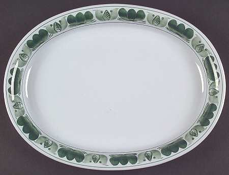 Green Laurel 14" Oval Serving Platter