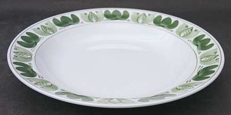 Green Laurel Large Rim Soup Bowl