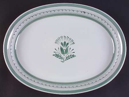 Green Thistle 14" Oval Serving Platter