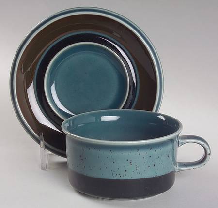 Meri Blue Flat Cup & Saucer Set