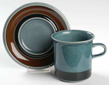 Meri Blue Flat Cup & Saucer Set