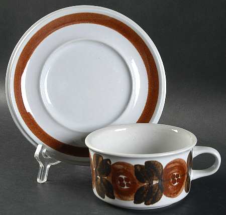 Rosmarin Brown Flat Cup & Saucer Set