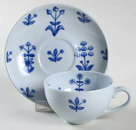 Tapestry Blue Flat Demitasse Cup & Saucer Set