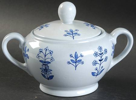 Tapestry Blue Sugar Bowl & Lid