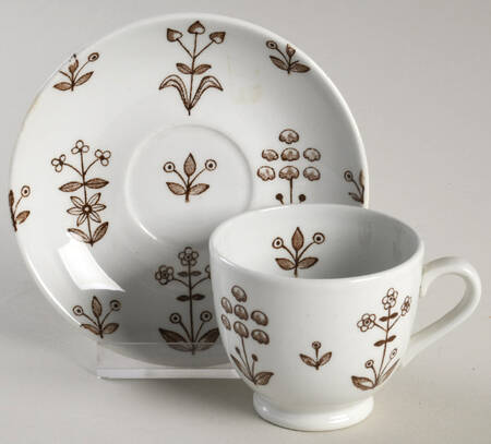 Tapestry Brown Footed Demitasse Cup & Saucer Set