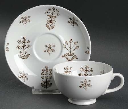 Tapestry Brown Footed Cup & Saucer Set