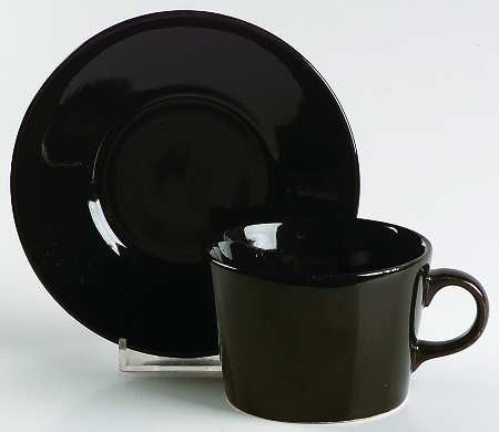 Teema Black Flat Cup & Saucer Set