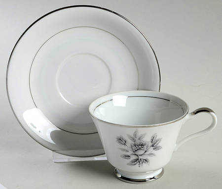 White Rose Footed Cup & Saucer Set