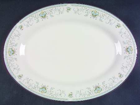 Blue Versailles 14" Oval Serving Platter by American Royalty