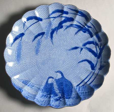 Blue Chinese Quail 12" Chop Plate (Round Platter)