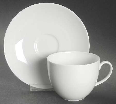 Arzberg White (Form Shape 2000) Flat Cup & Saucer Set