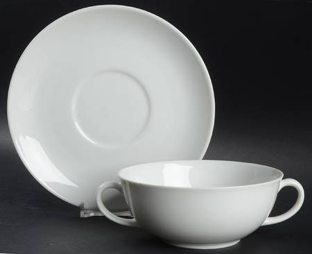 Arzberg White (Shape 1382) Flat Cream Soup Bowl & Saucer Set