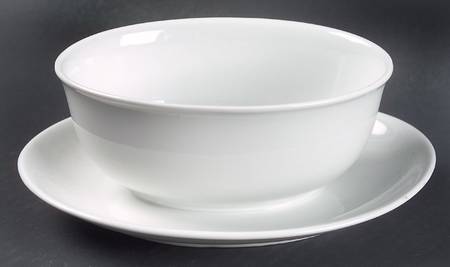Arzberg White (Shape 2025) Gravy Boat with Attached Underplate