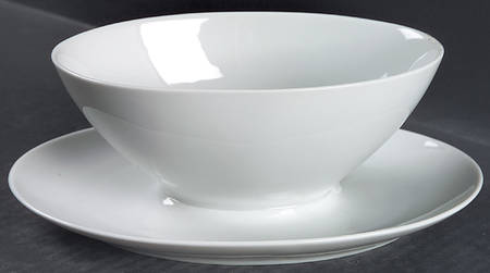 Arzberg White (Form Shape 2000) Gravy Boat with Attached Underplate