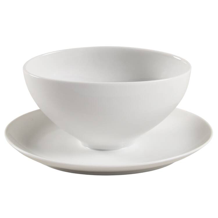 Arzberg White (Form Shape 2000) Gravy Boat with Attached Underplate by Arzberg